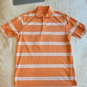 Kenneth Roberts Performance Men's M Regular Striped Orange/White SS Button Polo
